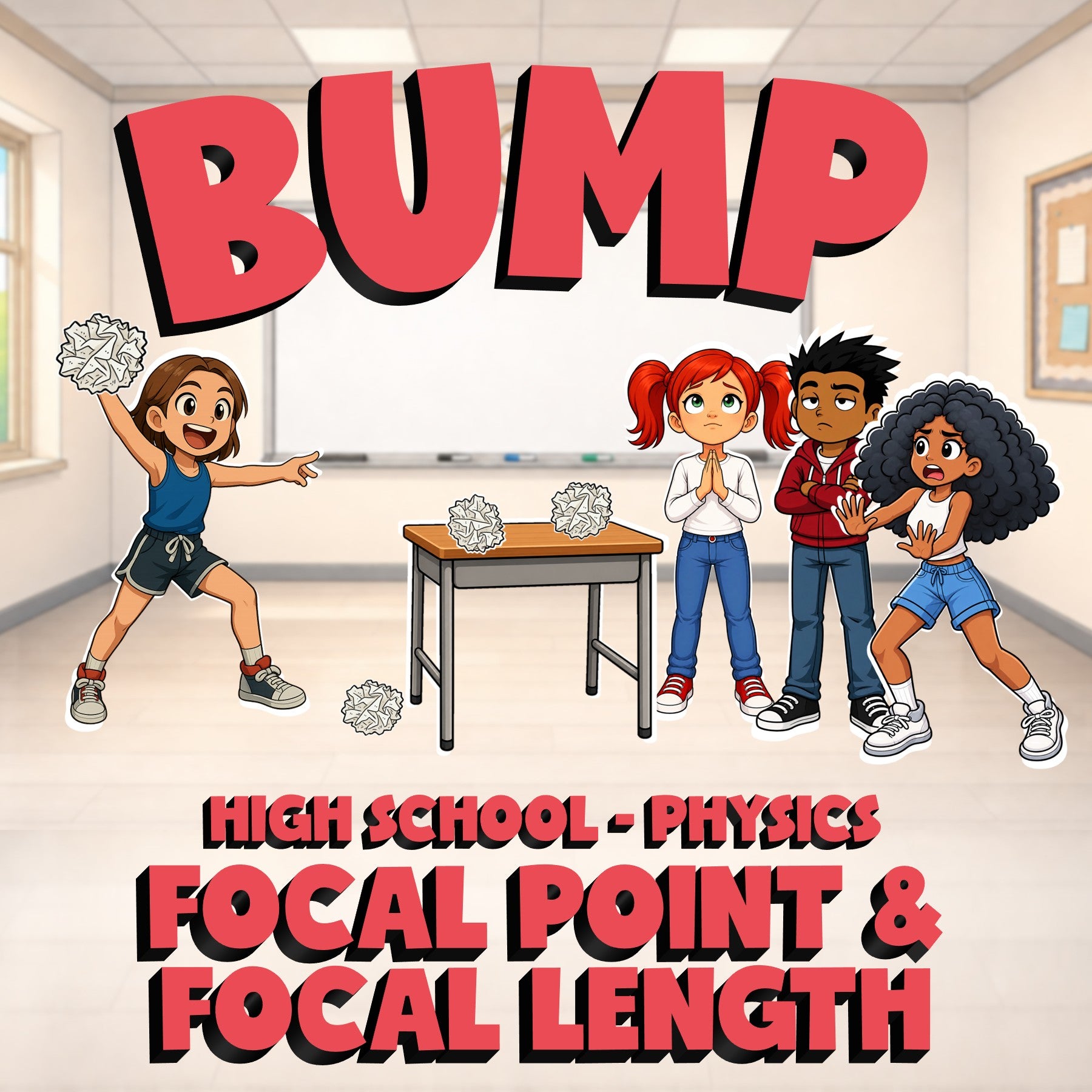 Focal Point & Focal Length BUMP Science Game - No Prep Physics Review Activity