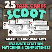 Evaluate Citation Matching & Completeness SCOOT TASK CARDS ELA Game - Grade 11