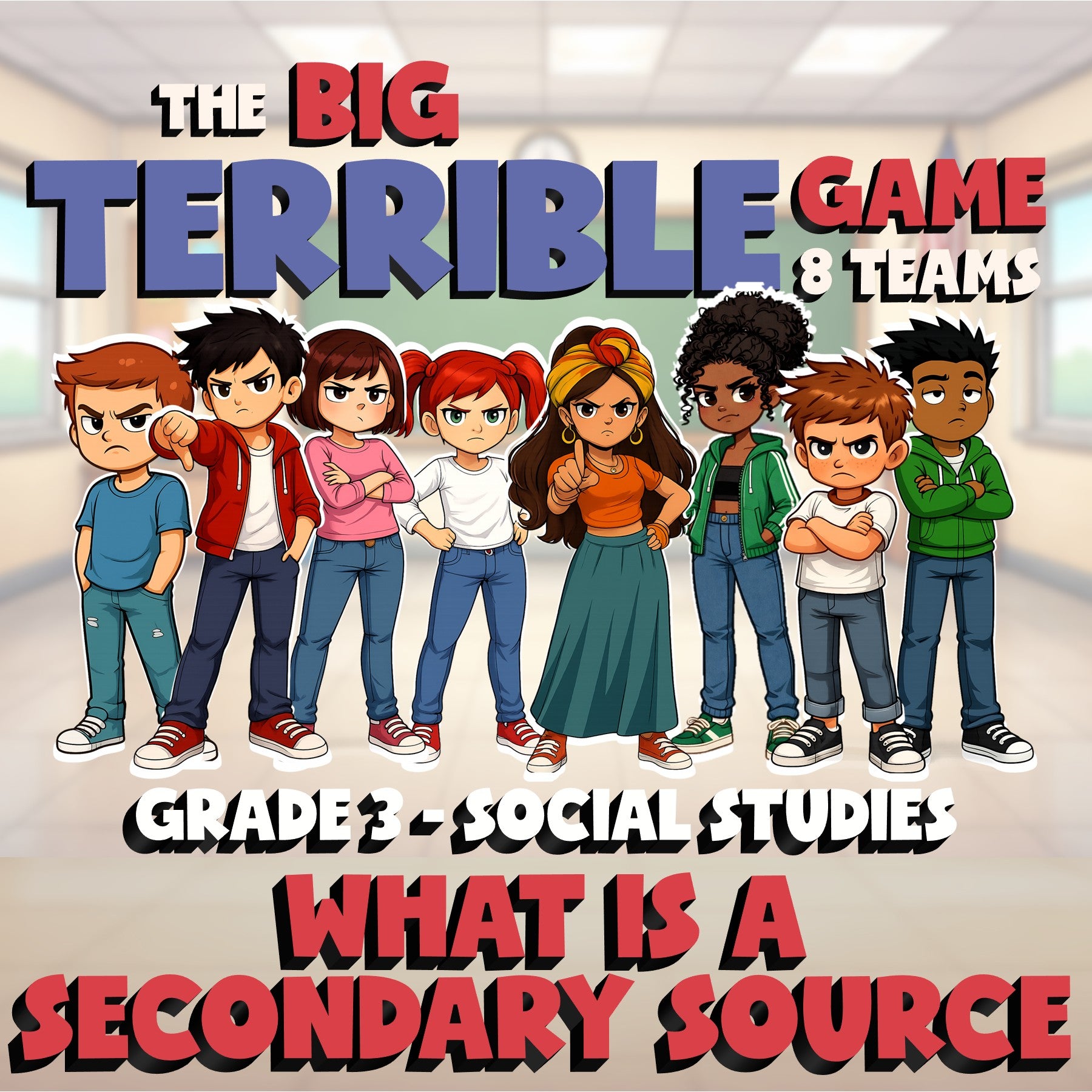 What Is a Secondary Source BIG TERRIBLE GAME - No Prep Grade 3 Socials Review