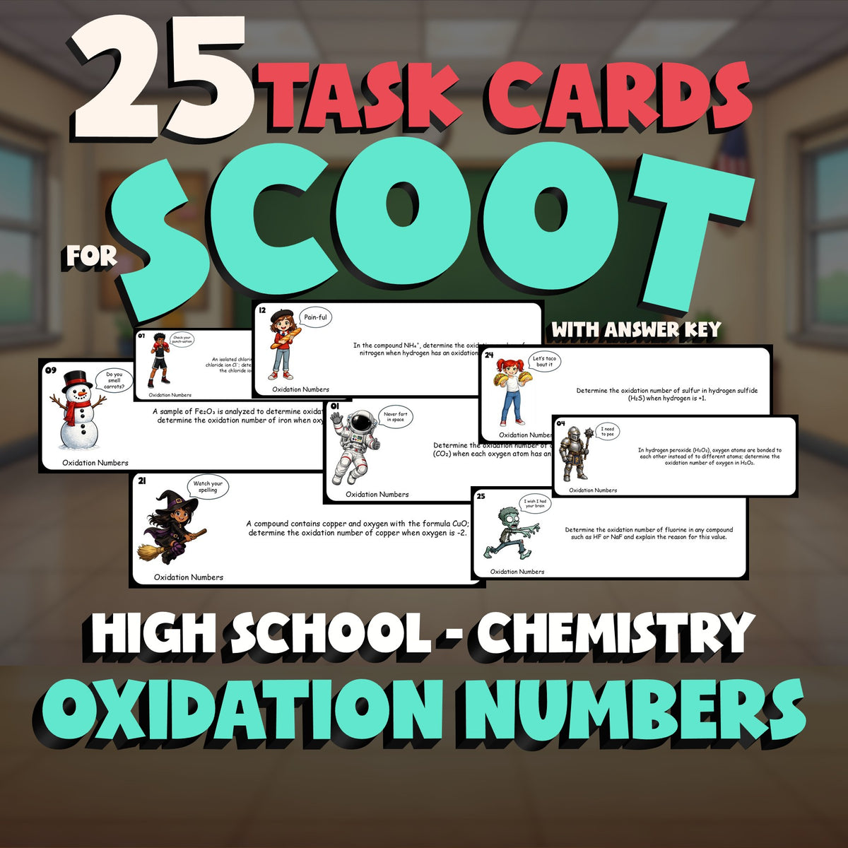 Oxidation Numbers SCOOT TASK CARDS Science Game - No Prep Chemistry Review