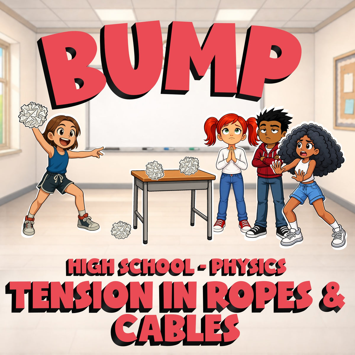 Tension in Ropes & Cables BUMP Science Game - No Prep Physics Review Activity