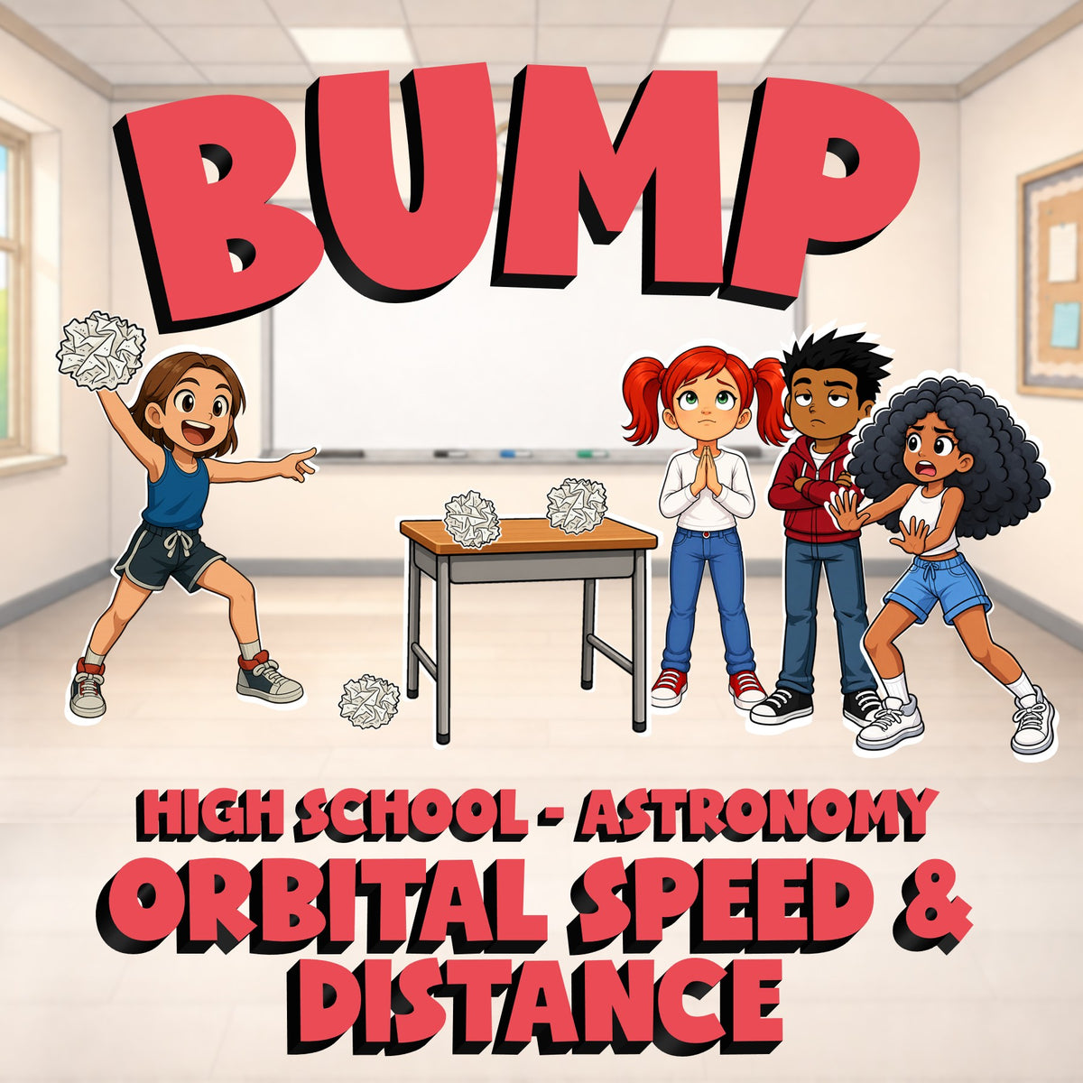 Orbital Speed & Distance BUMP Science Game - No Prep Astronomy Review Activity