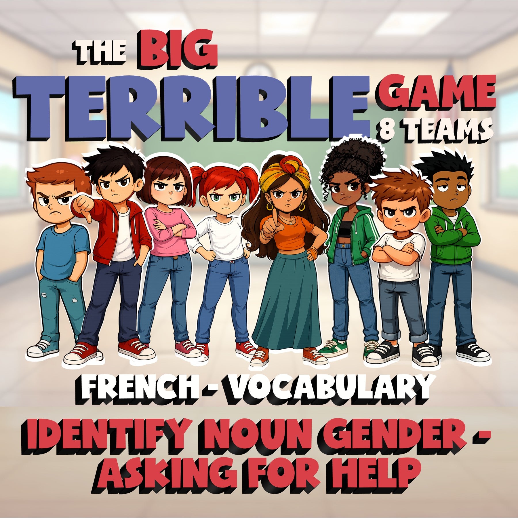 Identify Noun Gender - Asking for Help BIG TERRIBLE GAME - French Exercise