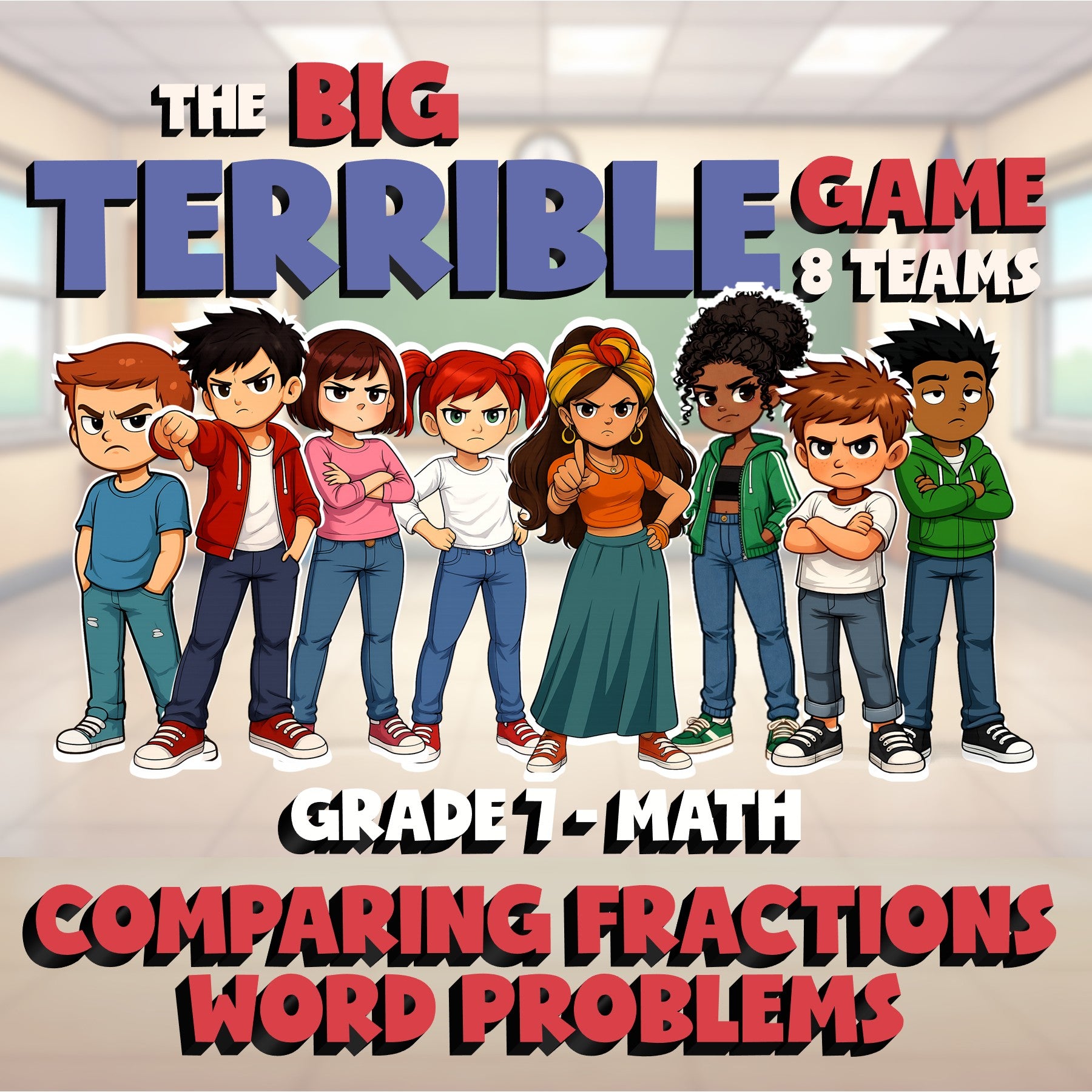 Comparing Fractions Word Problems BIG TERRIBLE GAME - Grade 7 Math Review