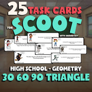 30 60 90 Triangle SCOOT TASK CARDS Math Game - No Prep Geometry Review Activity