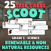 Renewable & Non Natural Resources SCOOT TASK CARDS Science Game - Grade 5