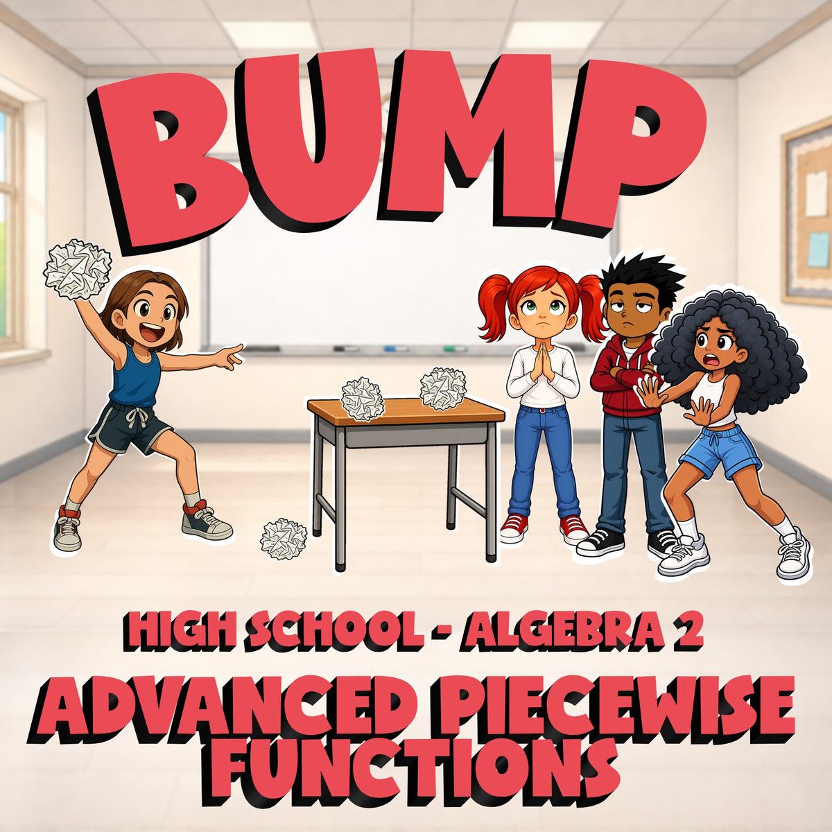 Advanced Piecewise Functions BUMP Math Game - No Prep Algebra 2 Review Activity