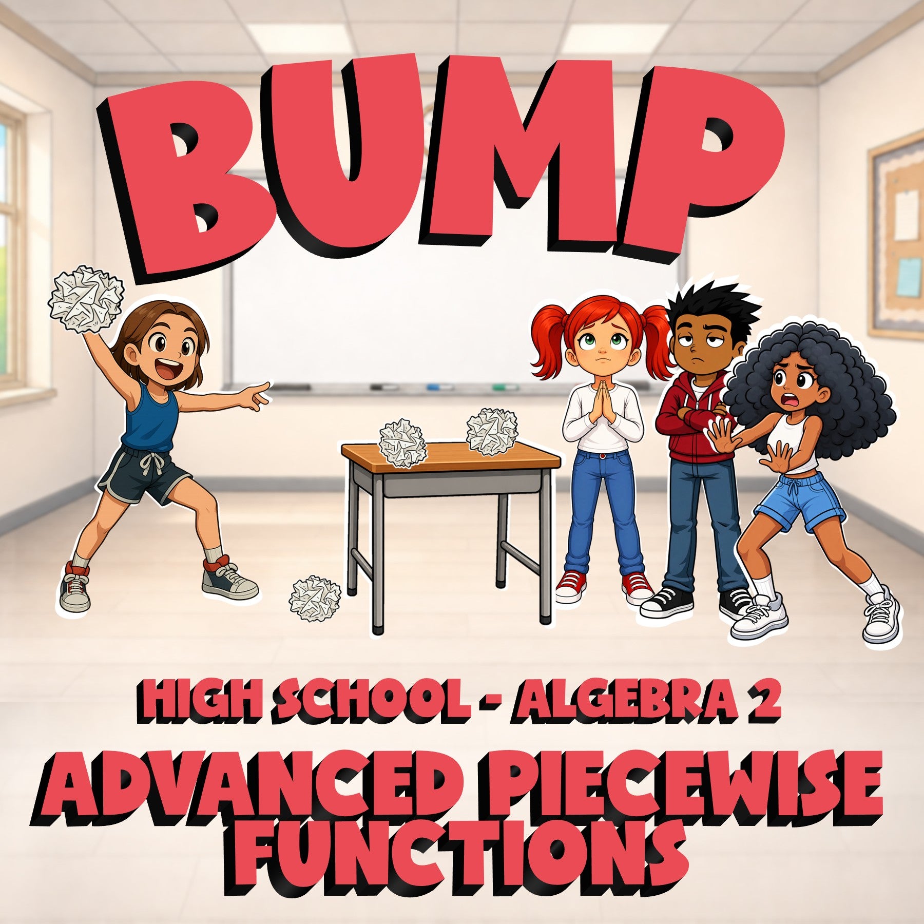 Advanced Piecewise Functions BUMP Math Game - No Prep Algebra 2 Review Activity