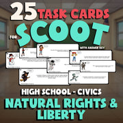 Natural Rights & Liberty SCOOT TASK CARDS Civics Game - No Prep Review Activity