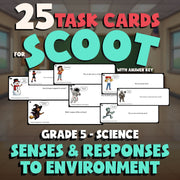 Senses & Responses to Environment SCOOT TASK CARDS Science Game - Grade 5
