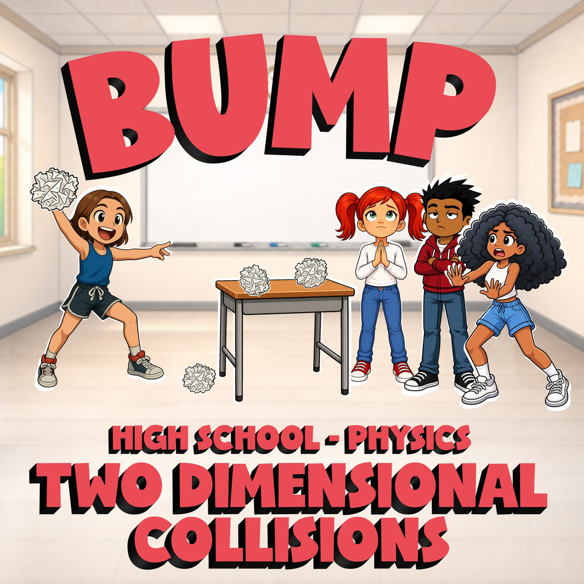 Two Dimensional Collisions BUMP Science Game - No Prep Physics Review Activity