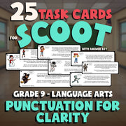 Punctuation for Clarity SCOOT TASK CARDS ELA Game - No Prep Grade 9 Review