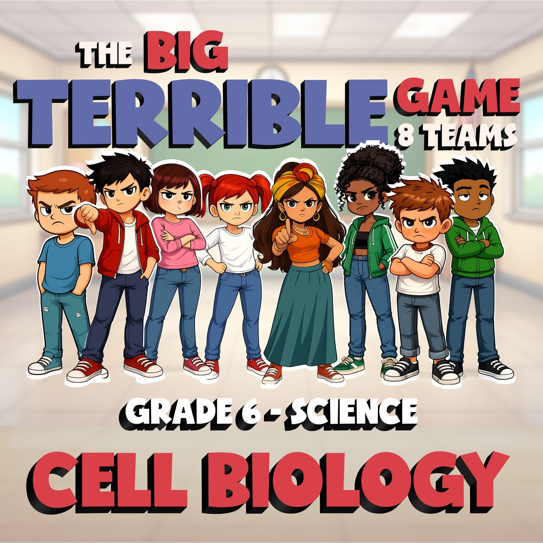 Cell Biology BIG TERRIBLE GAME - No Prep Grade 6 Science Review Activity