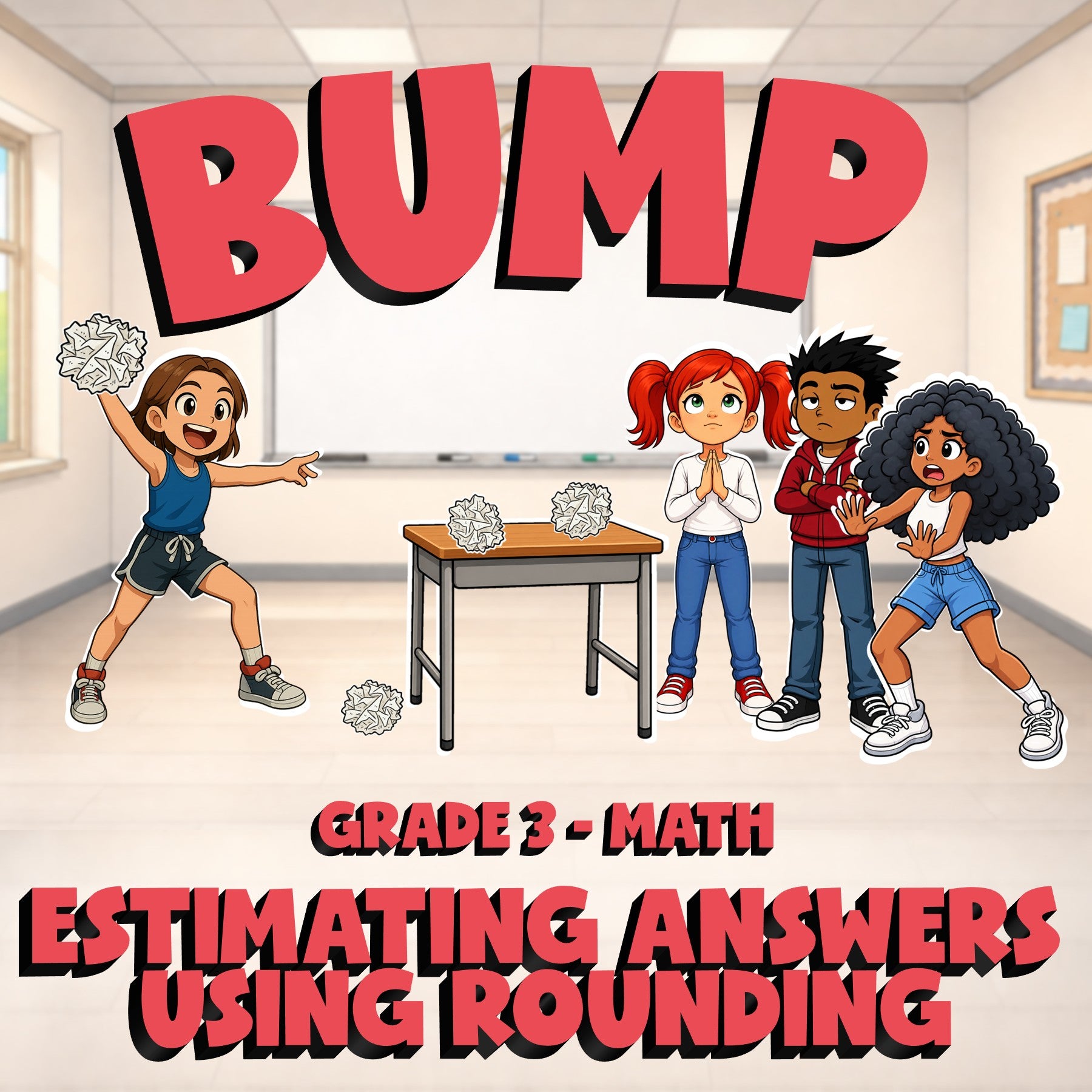 Estimating Answers Using Rounding BUMP Math Game - No Prep Grade 3 Review