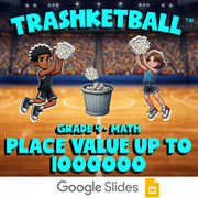 Place value up to 1000000 TRASHKETBALL Math Game - No Prep Grade 4 Review