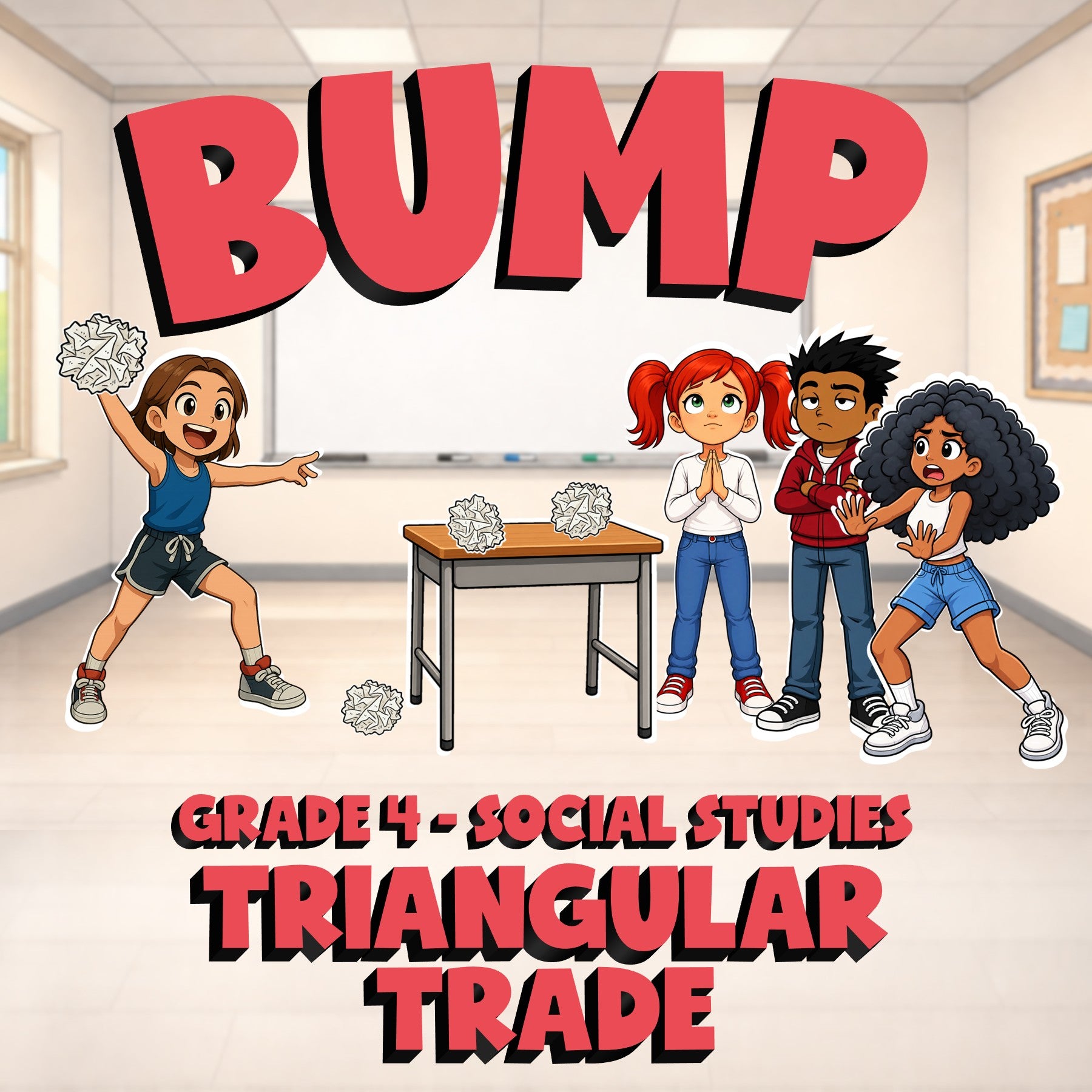 Triangular Trade BUMP Socials Game - No Prep Grade 4 Review Activity