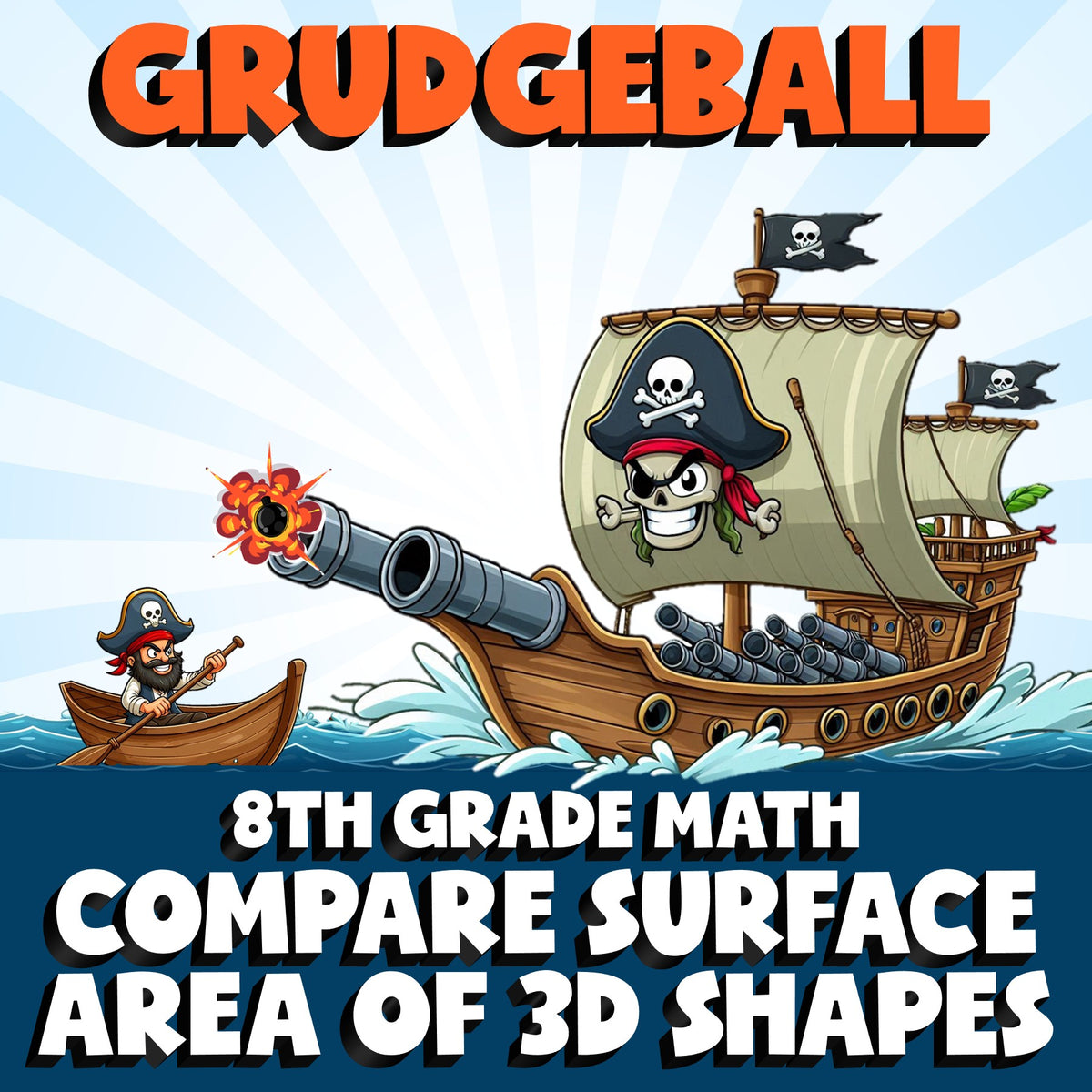 Compare Surface Area of 3D Shapes GRUDGEBALL Math Game - No Prep Grade 8 Review