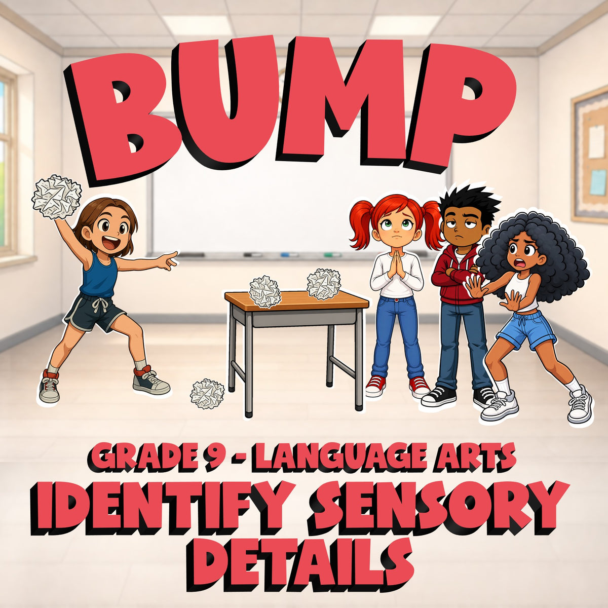 Identify Sensory Details BUMP ELA Game - No Prep Grade 9 Review Activity