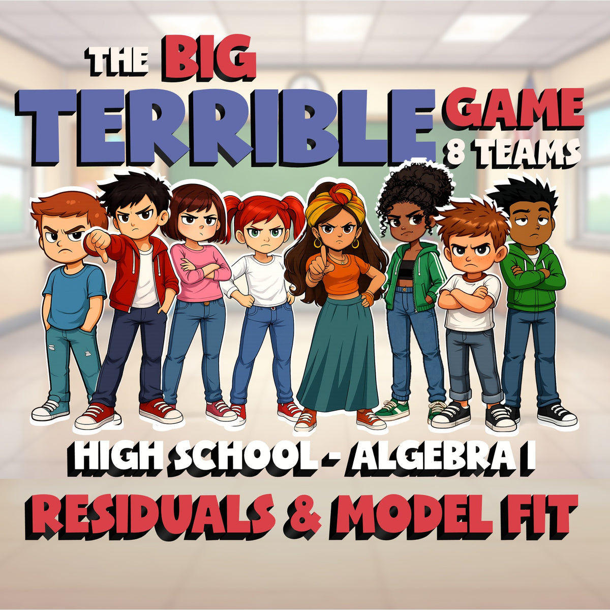 Residuals & Model Fit BIG TERRIBLE GAME - No Prep Algebra 1 Math Review Activity