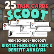 Biotechnology Risk & Benefit Analysis SCOOT TASK CARDS Science Game - Biology