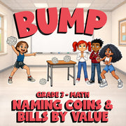 Naming Coins & Bills by Value BUMP Math Game - No Prep Grade 3 Review Activity