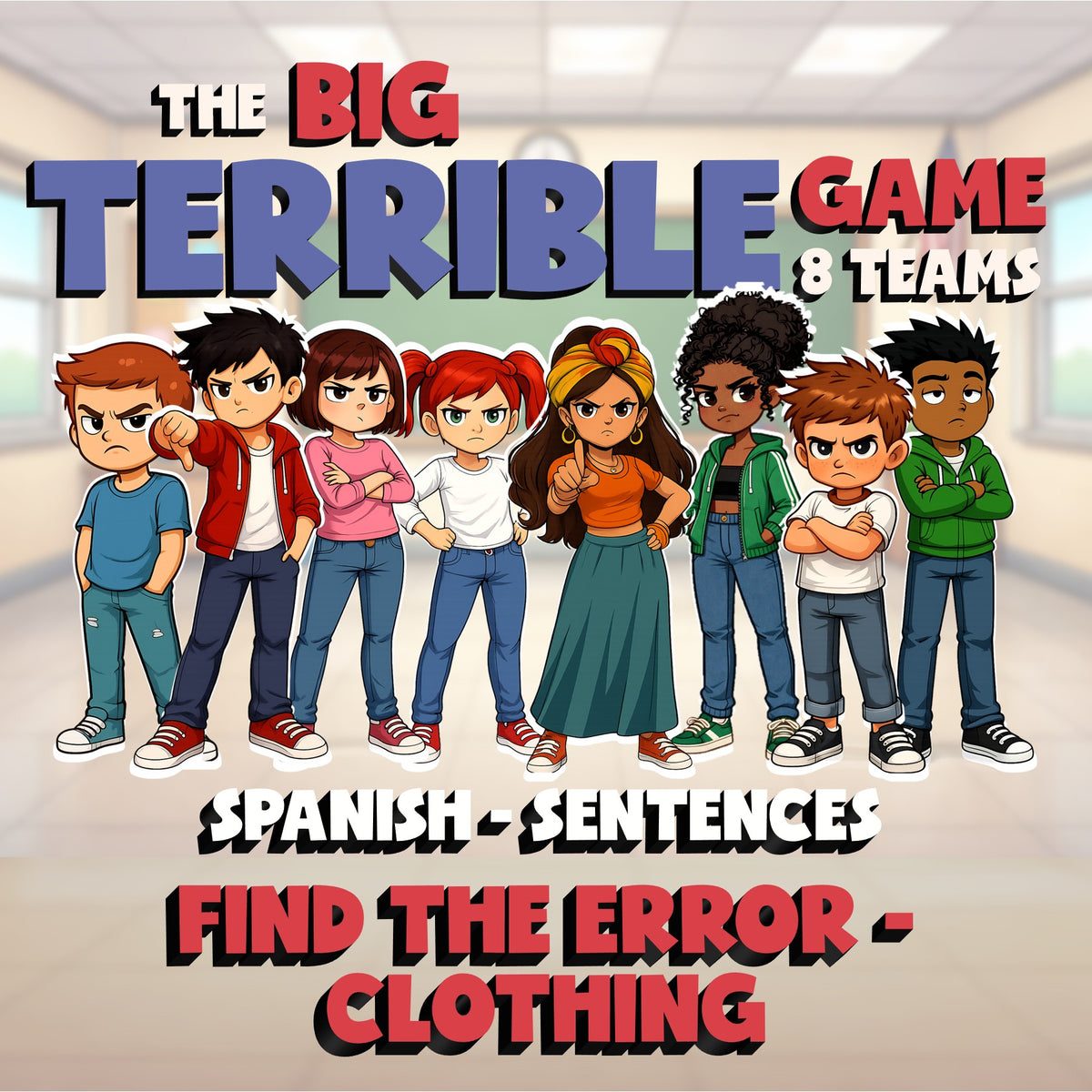 Find the Error - Clothing BIG TERRIBLE GAME - No Prep Spanish Exercise Activity