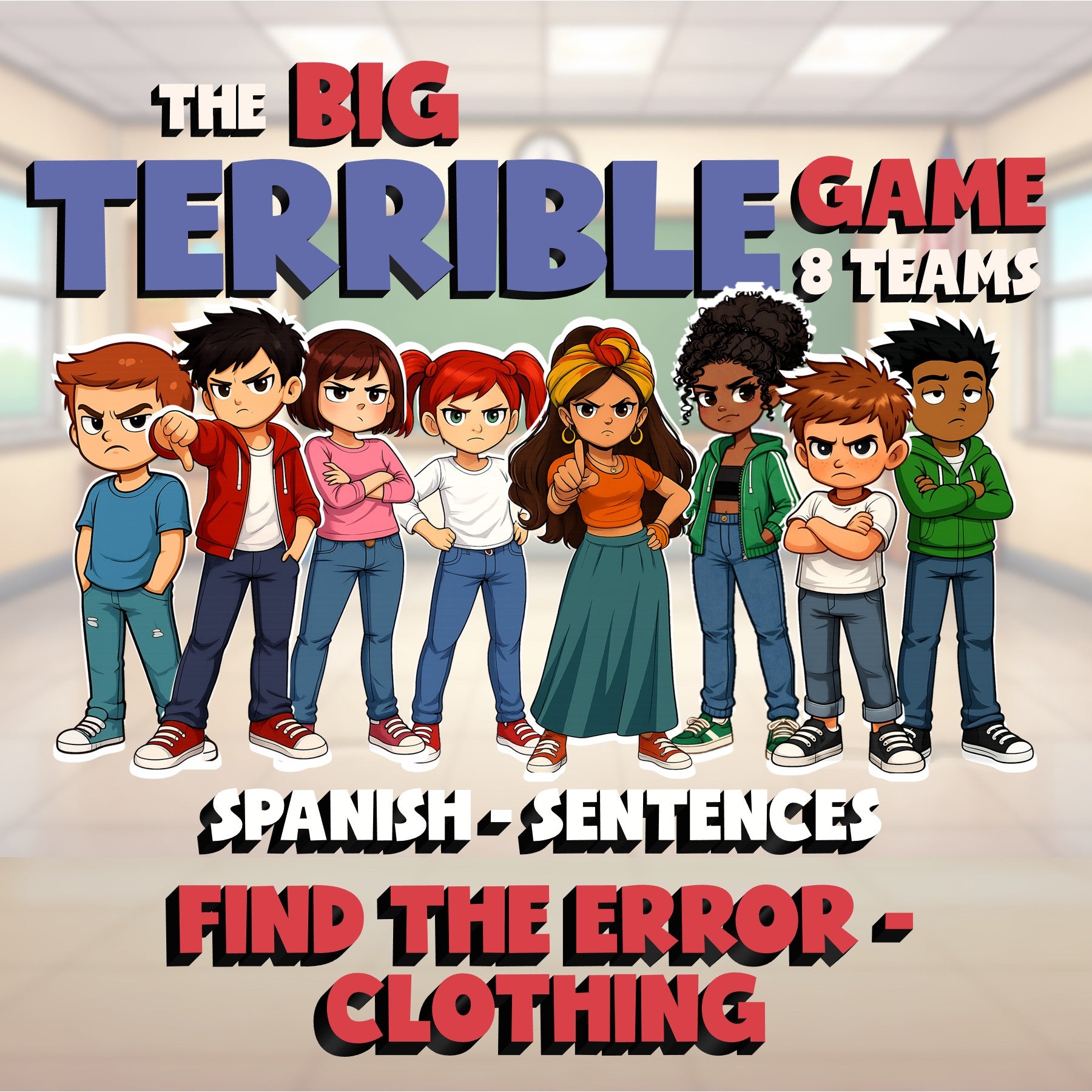 Find the Error - Clothing BIG TERRIBLE GAME - No Prep Spanish Exercise Activity