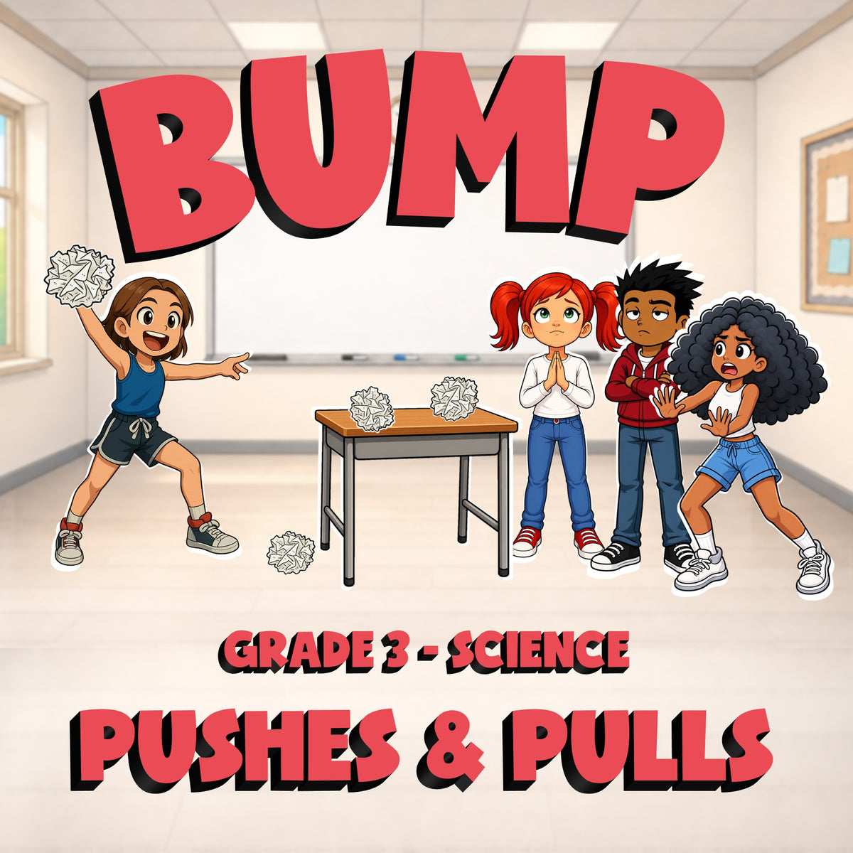 Pushes & Pulls BUMP Science Game - No Prep Grade 3 Review Activity