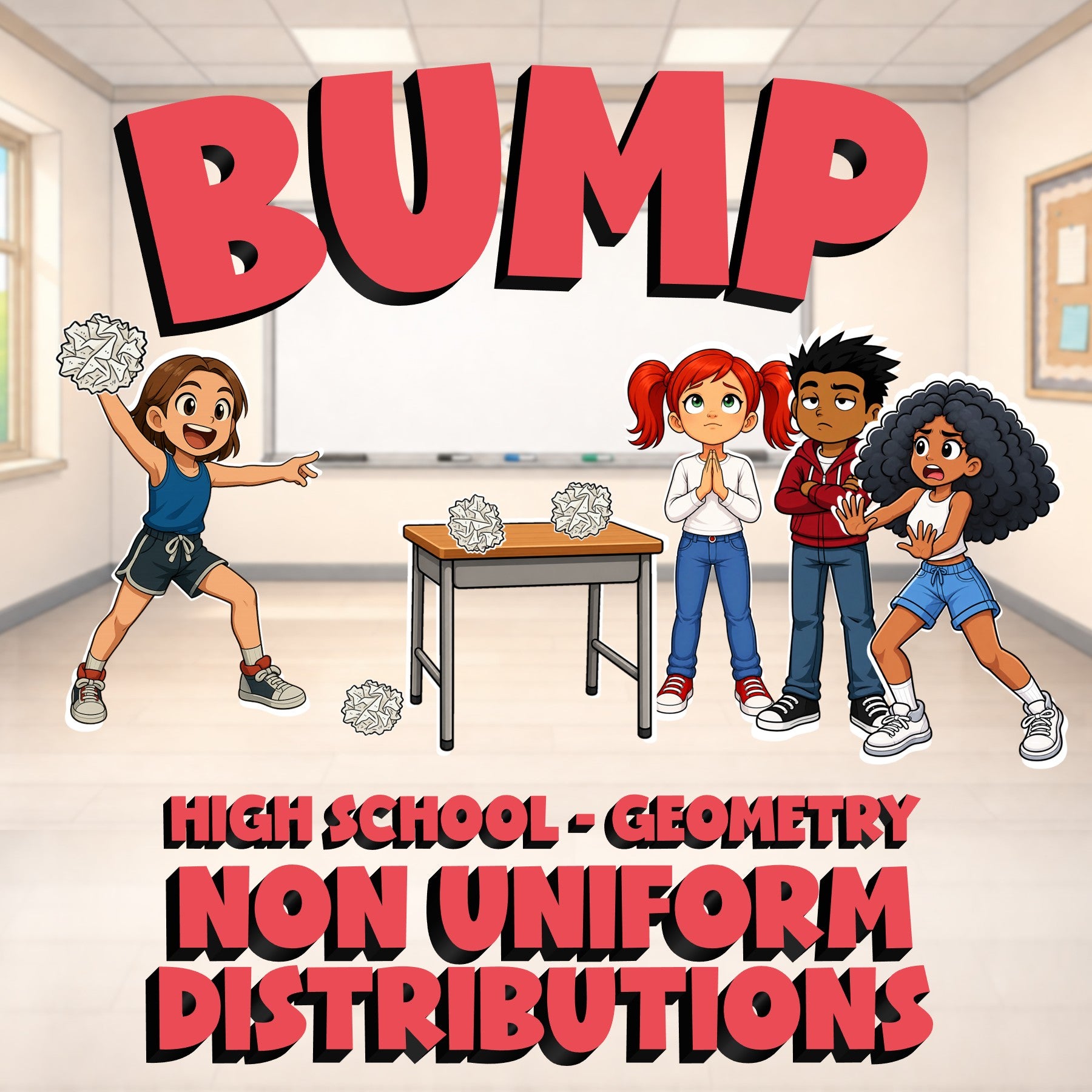 Non Uniform Distributions BUMP Math Game - No Prep Geometry Review Activity