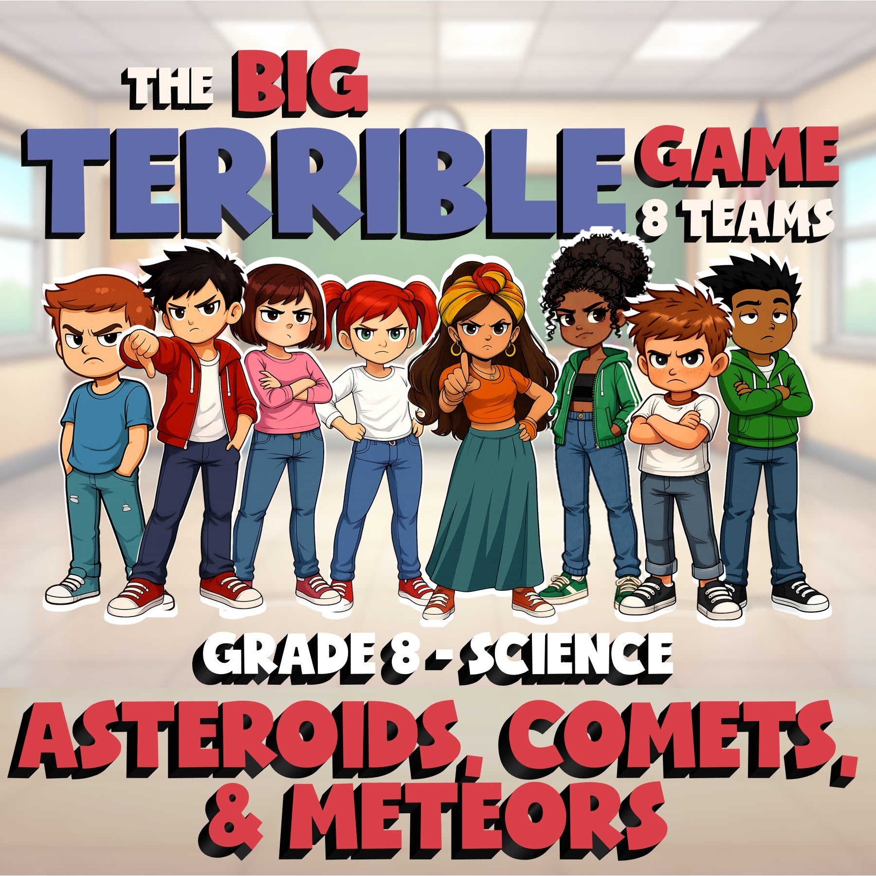 Asteroids, Comets, & Meteors BIG TERRIBLE GAME - No Prep Grade 8 Science Review