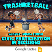 Civic Participation in Decisions TRASHKETBALL Socials Game - No Prep Grade 3