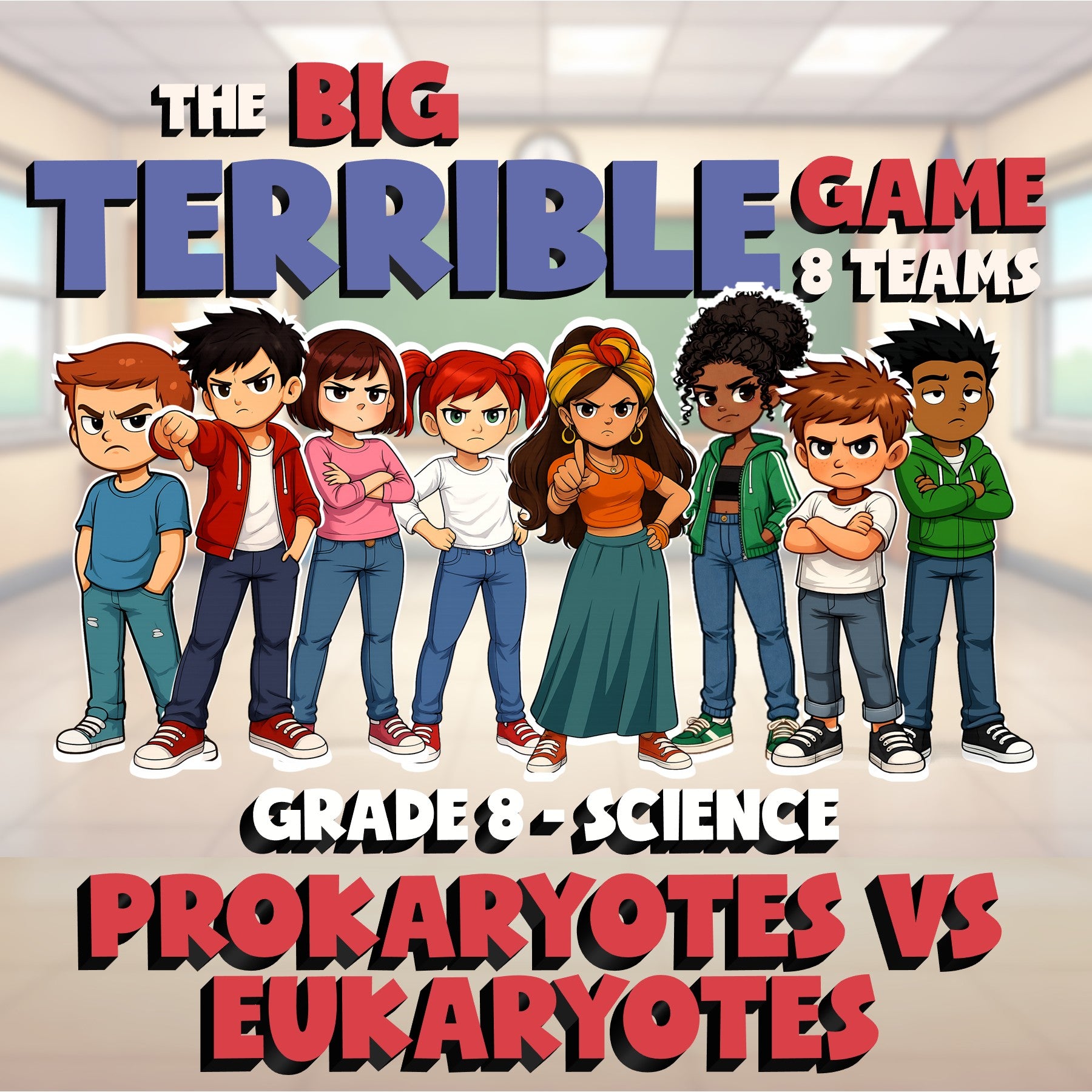Prokaryotes vs Eukaryotes BIG TERRIBLE GAME - No Prep Grade 8 Science Review