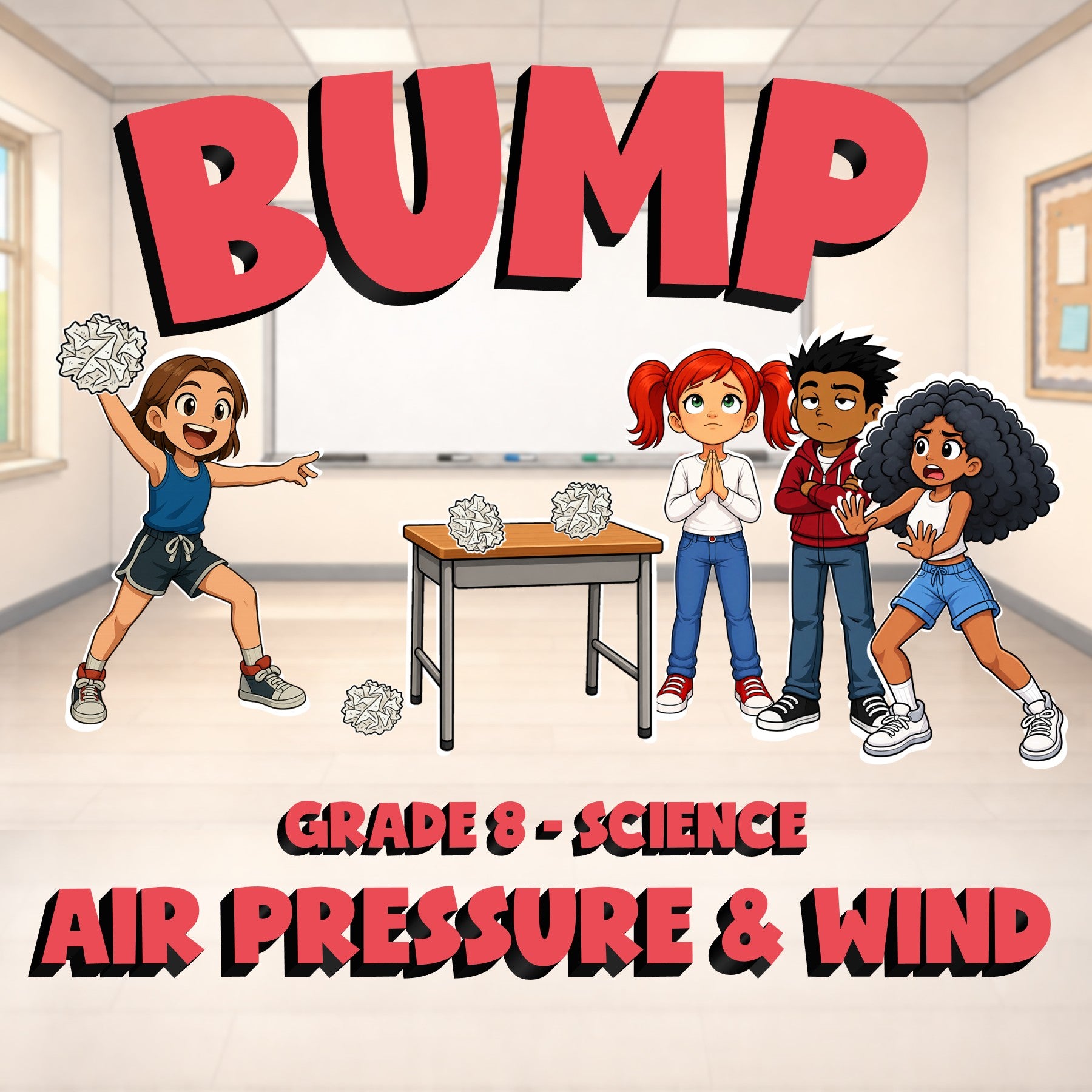 Air Pressure & Wind BUMP Science Game - No Prep Grade 8 Review Activity