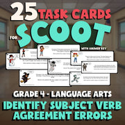 Identify Subject Verb Agreement Errors SCOOT TASK CARDS ELA Game - Grade 4