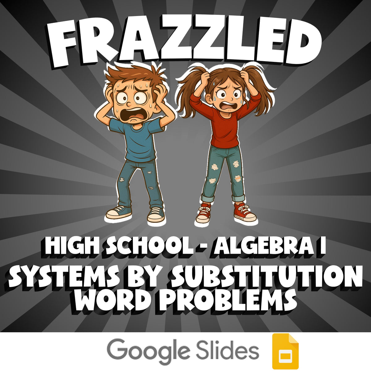 Systems by Substitution Word Problems FRAZZLED Math Game - No Prep Algebra 1