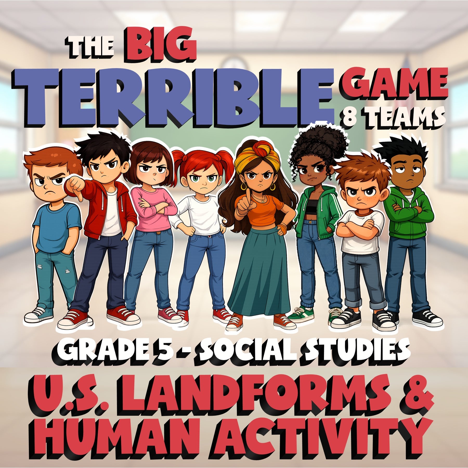 U.S. Landforms & Human Activity BIG TERRIBLE GAME - Grade 5 Socials Review