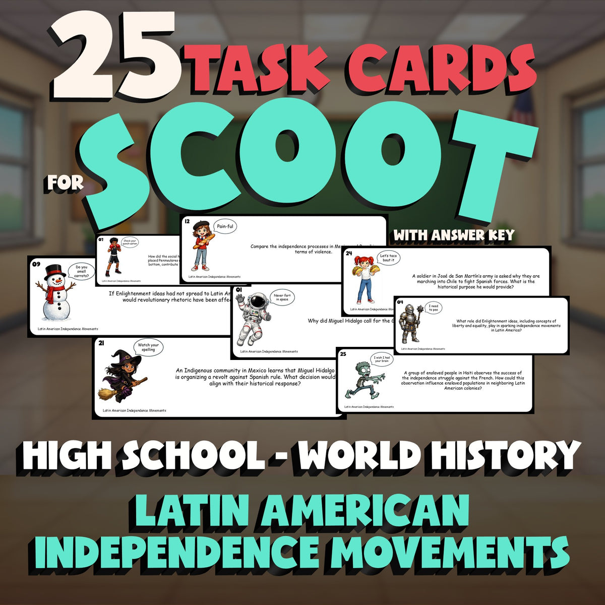 Latin American Independence Movements SCOOT TASK CARDS Game - World History