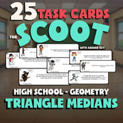 Triangle Medians SCOOT TASK CARDS Math Game - No Prep Geometry Review Activity
