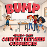 Convert Between Currencies BUMP Math Game - No Prep Grade 6 Review Activity