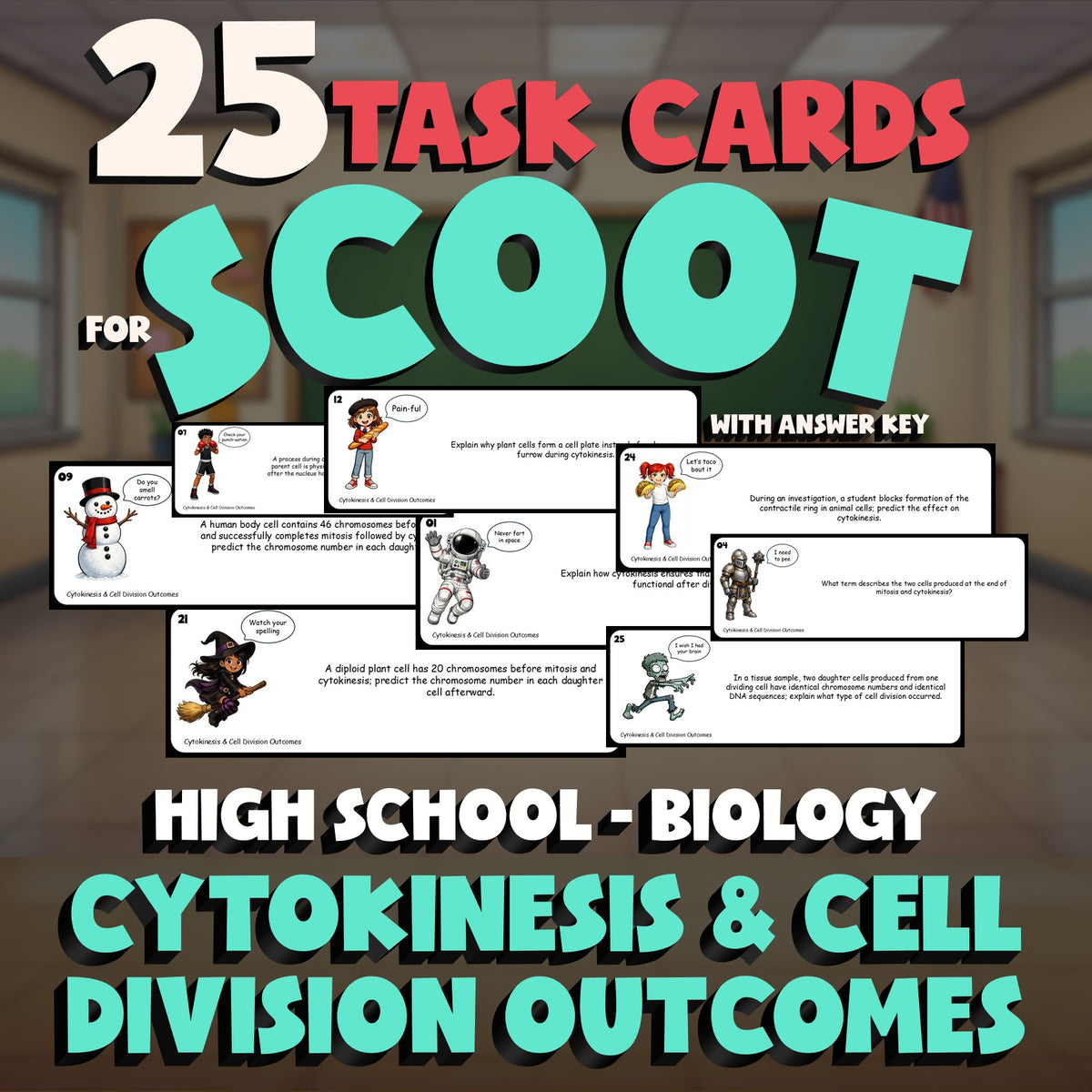 Cytokinesis & Cell Division Outcomes SCOOT TASK CARDS Science Game - Biology
