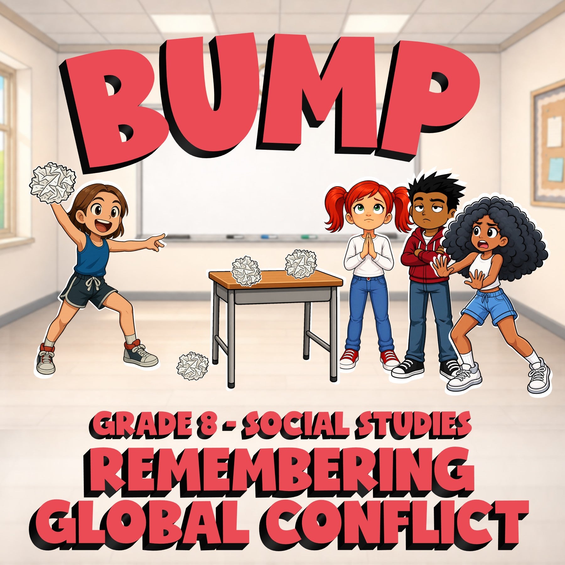 Remembering Global Conflict BUMP Socials Game - No Prep Grade 8 Review Activity