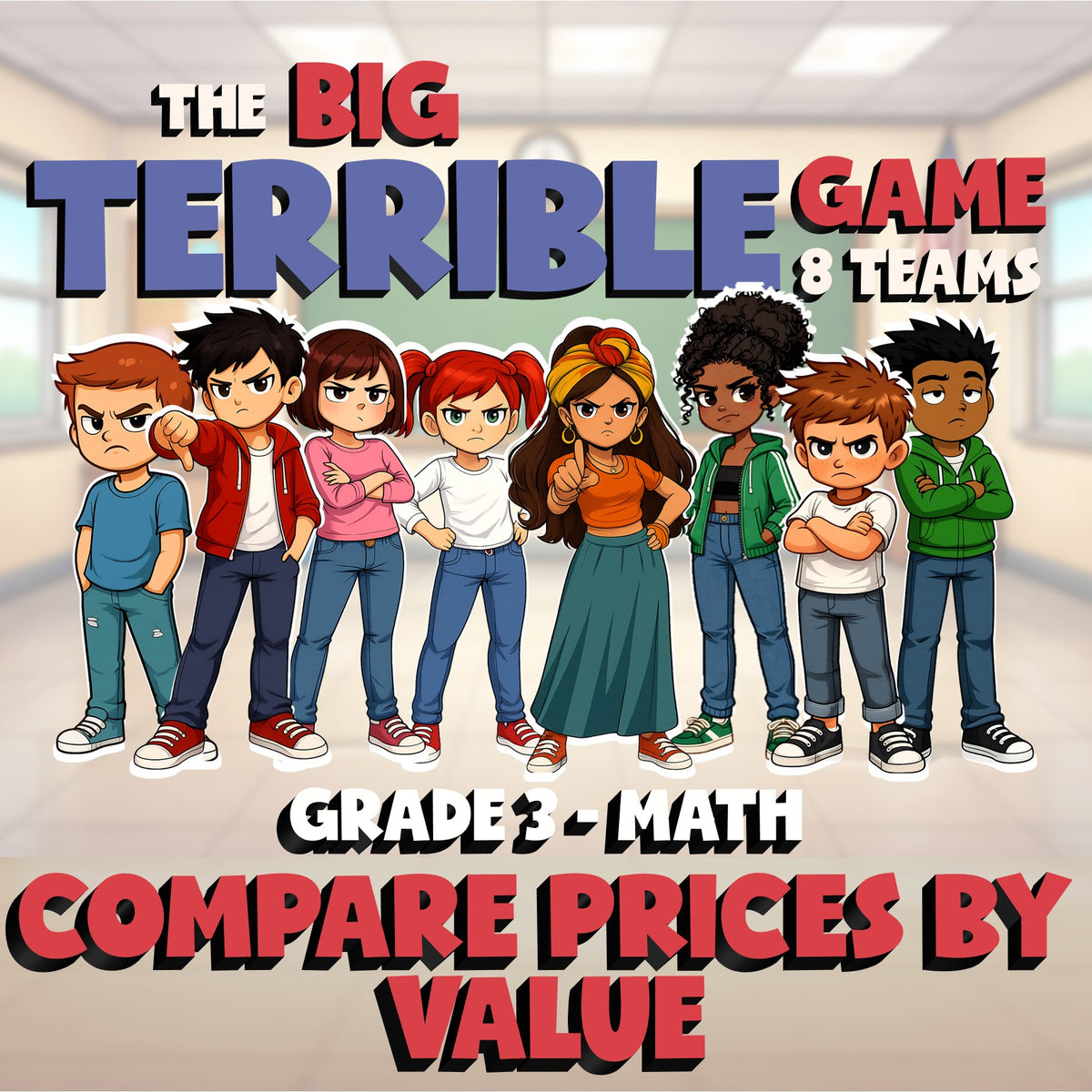 Compare Prices by Value BIG TERRIBLE GAME - No Prep Grade 3 Math Review Activity