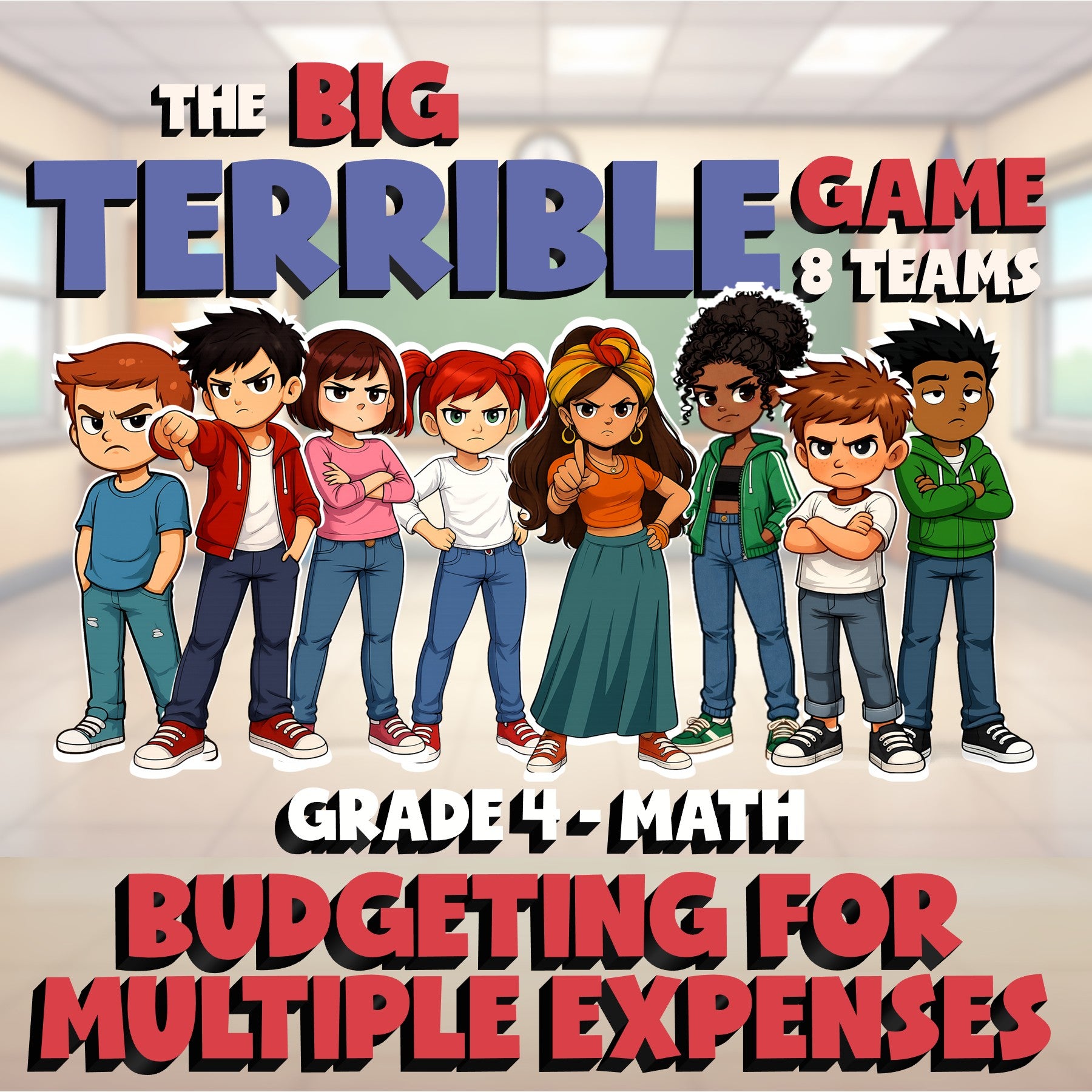 Budgeting for Multiple Expenses BIG TERRIBLE GAME - No Prep Grade 4 Math Review