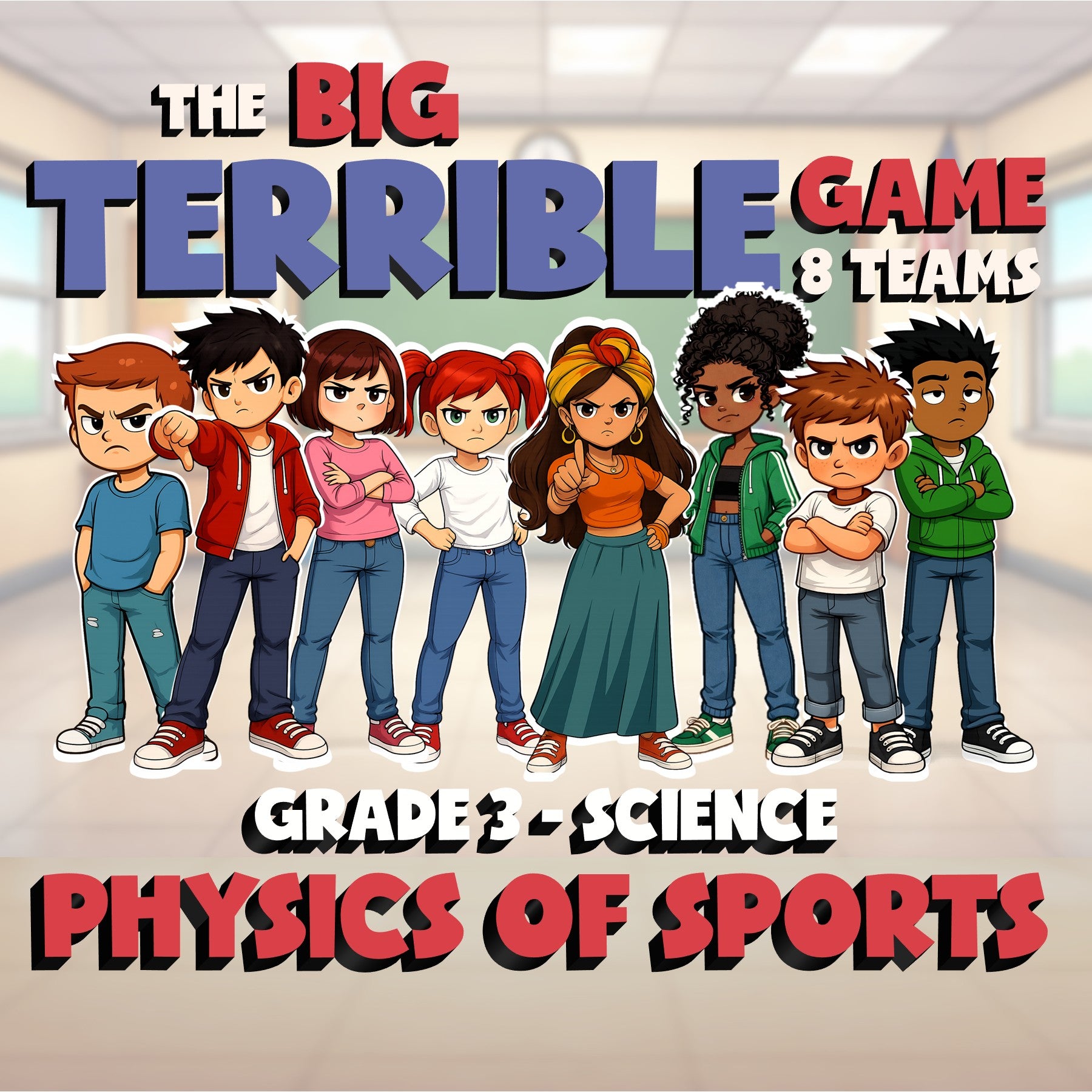 Physics of Sports BIG TERRIBLE GAME - No Prep Grade 3 Science Review Activity