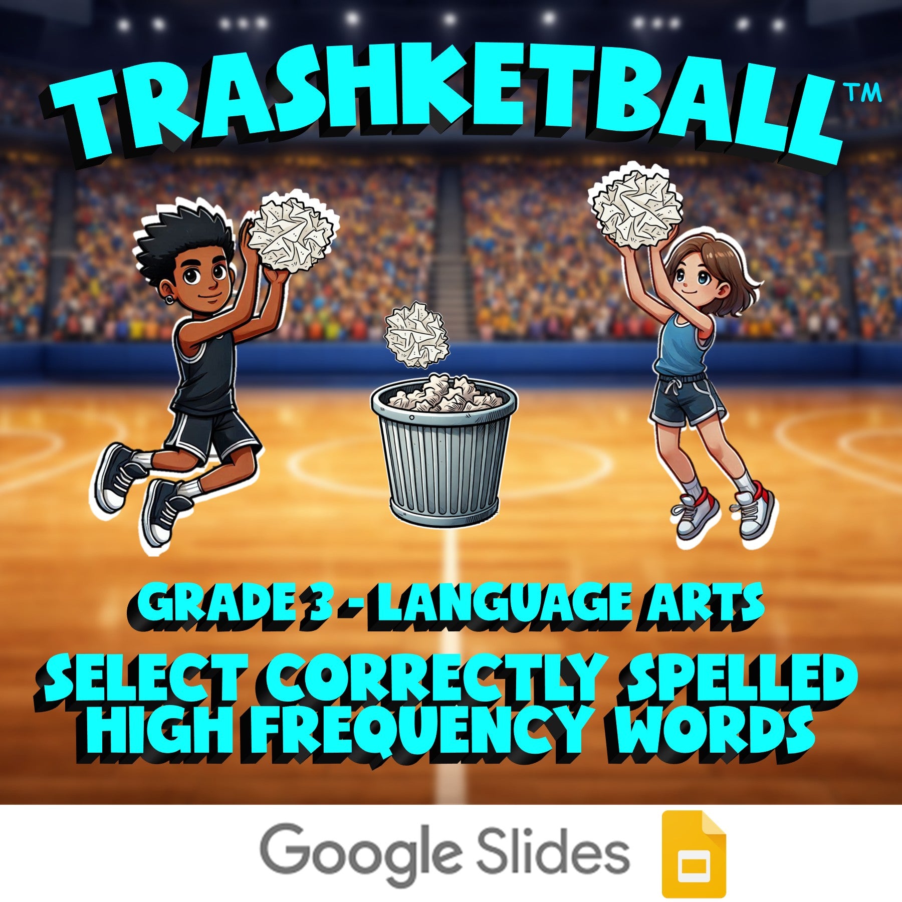 Select Correctly Spelled High Frequency Words TRASHKETBALL ELA Game - Grade 3