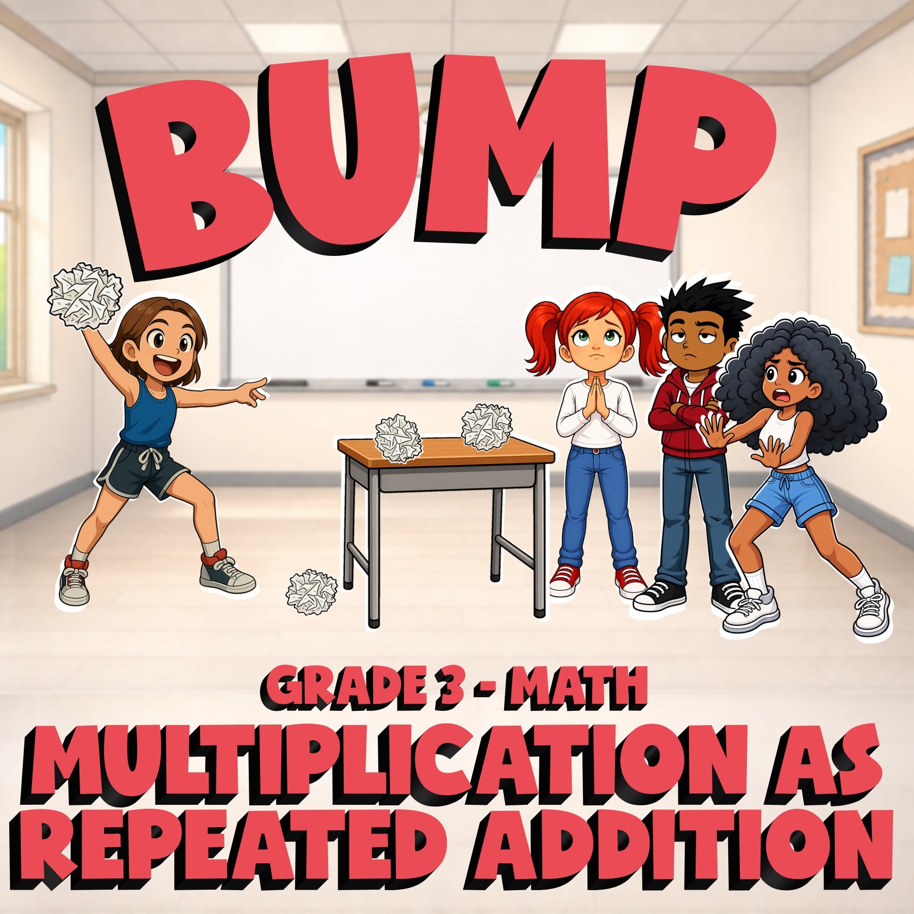 Multiplication as Repeated Addition BUMP Math Game - No Prep Grade 3 Review