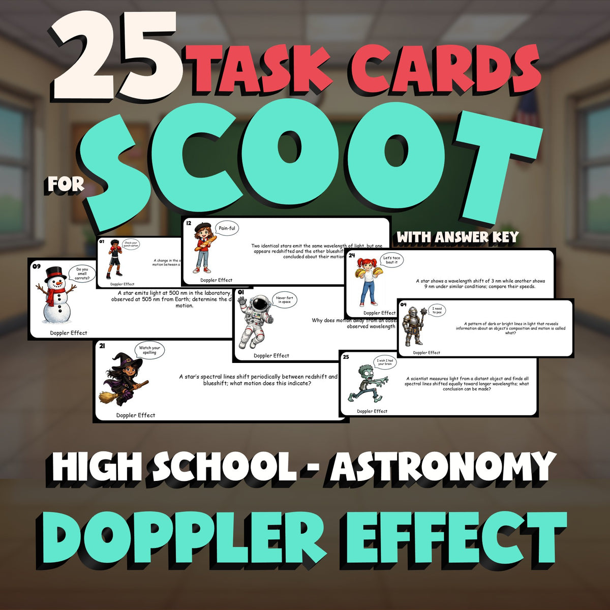 Doppler Effect SCOOT TASK CARDS Science Game - No Prep Astronomy Review Activity