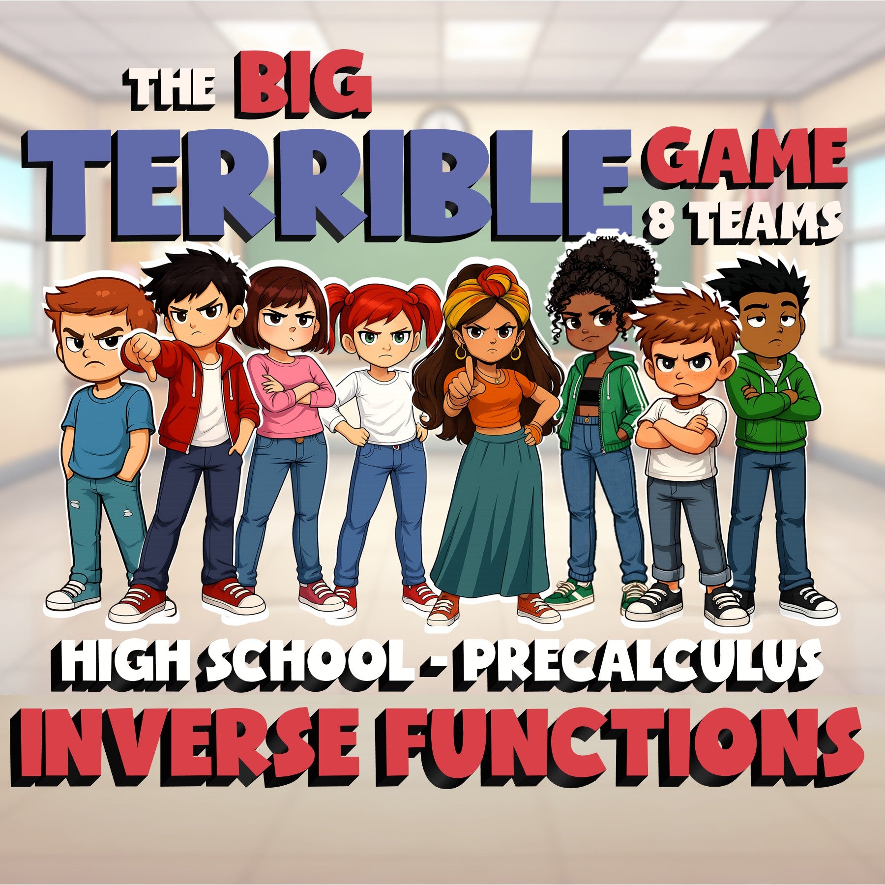 Inverse Functions BIG TERRIBLE GAME - No Prep PreCalculus Math Review Activity
