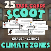 Climate Zones SCOOT TASK CARDS Science Game - No Prep Grade 7 Review Activity