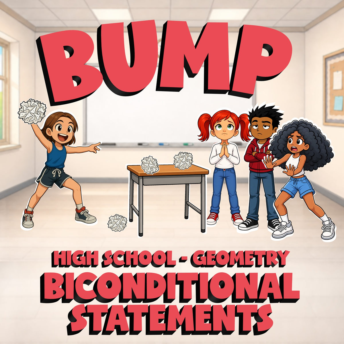 Biconditional Statements BUMP Math Game - No Prep Geometry Review Activity